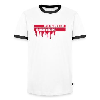 leave me alone day - Men's Ringer Shirt - white/black - Front - AI Model Female 172 light (172cm) & AI Model Male 178 dark (178cm)
