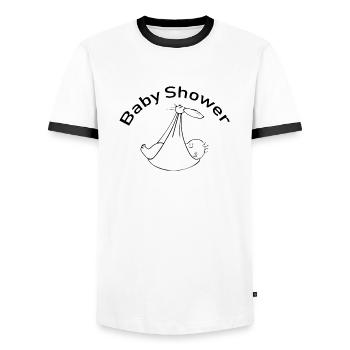 Pregnancy Baby shower Babyshower Boy Girl - Men's Ringer Shirt - white/black - Front - AI Model Female 172 light (172cm) & AI Model Male 178 dark (178cm)