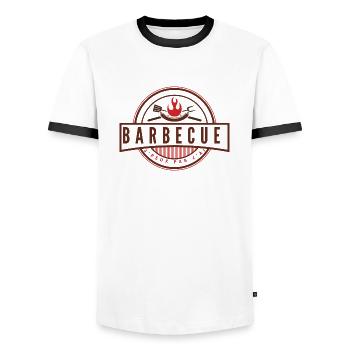 Je peux pas j'ai barbecue - T-shirt contrasté Homme - blanc/noir - Devant - AI Model Female 172 light (172cm) & AI Model Male 178 dark (178cm)