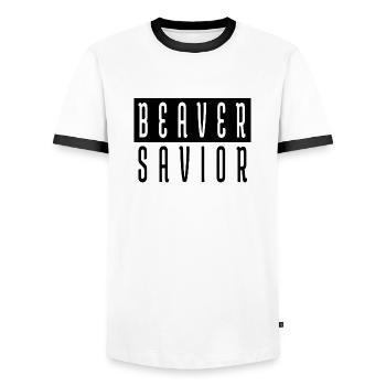 gift funny quote happy funny awesome - Männer Kontrast-T-Shirt - Weiß/Schwarz - Vorne - AI Model Female 172 light (172cm) & AI Model Male 178 dark (178cm)