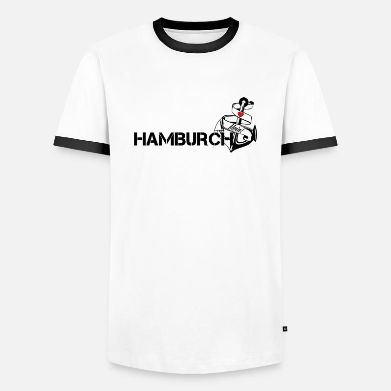Hamburch - Männer Kontrast-T-Shirt - Weiß/Schwarz