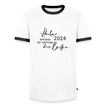 Abitur 2024 - Männer Kontrast-T-Shirt - Weiß/Schwarz - Vorne - AI Model Female 172 light (172cm) & AI Model Male 178 dark (178cm)