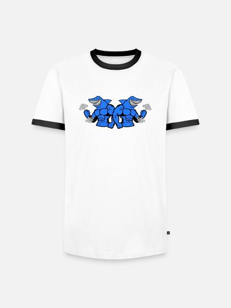 Shark Hai Bodybuilding 2 - Men's Ringer Shirt - white/black