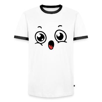 Déguisement de visage - T-shirt contrasté Homme - blanc/noir - Devant - AI Model Female 172 light (172cm) & AI Model Male 178 dark (178cm)