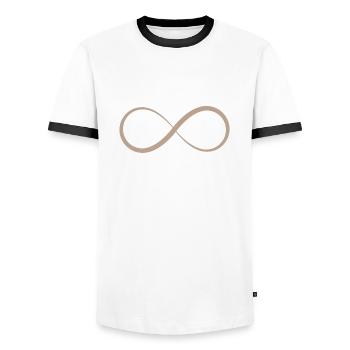 Infinite Letter u - Men's Ringer Shirt - white/black - Front - AI Model Female 172 light (172cm) & AI Model Male 178 dark (178cm)