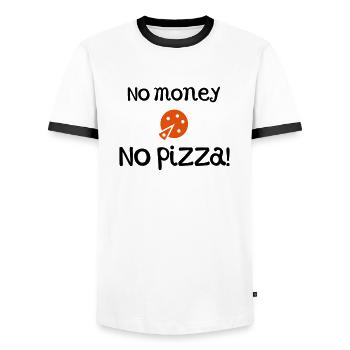 dictons amusants pizza - T-shirt contrasté Homme - blanc/noir - Devant - AI Model Female 172 light (172cm) & AI Model Male 178 dark (178cm)