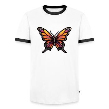 Bande dessinée papillon - T-shirt contrasté Homme - blanc/noir - Devant - AI Model Female 172 light (172cm) & AI Model Male 178 dark (178cm)