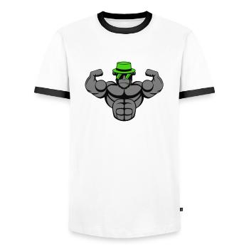 Strong Gorilla - Men's Ringer Shirt - white/black - Front - AI Model Female 172 light (172cm) & AI Model Male 178 dark (178cm)