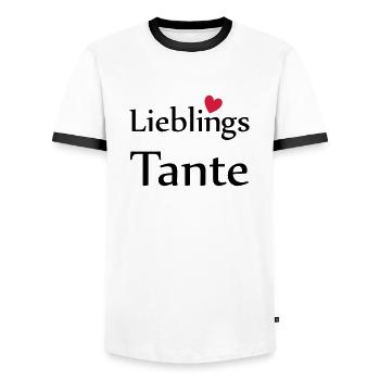 Lieblings Tante mit Herz - Männer Kontrast-T-Shirt - Weiß/Schwarz - Vorne - AI Model Female 172 light (172cm) & AI Model Male 178 dark (178cm)