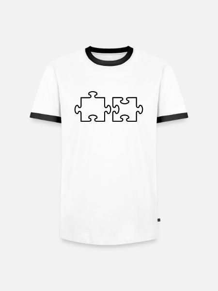 2 Puzzle Teile - Men's Ringer Shirt - white/black
