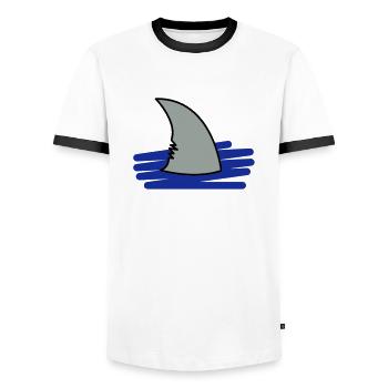 Shark / aileron de requin - T-shirt contrasté Homme - blanc/noir - Devant - AI Model Female 172 light (172cm) & AI Model Male 178 dark (178cm)