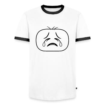 face tête triste pleurer traenen ungluec - T-shirt contrasté Homme - blanc/noir - Devant - AI Model Female 172 light (172cm) & AI Model Male 178 dark (178cm)