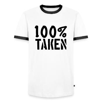 100 pour cent taken pardon amour amour couple pae - T-shirt contrasté Homme - blanc/noir - Devant - AI Model Female 172 light (172cm) & AI Model Male 178 dark (178cm)
