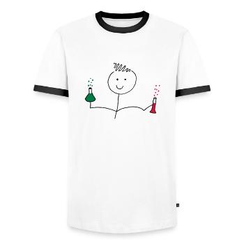 chemistry - Men's Ringer Shirt - white/black - Front - AI Model Female 172 light (172cm) & AI Model Male 178 dark (178cm)
