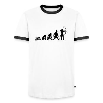 Bogenschießen - Männer Kontrast-T-Shirt - Weiß/Schwarz - Vorne - AI Model Female 172 light (172cm) & AI Model Male 178 dark (178cm)