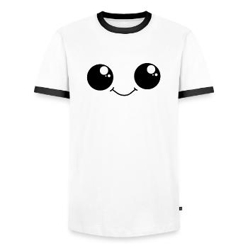Cute Smiley with big eyes - Männer Kontrast-T-Shirt - Weiß/Schwarz - Vorne - AI Model Female 172 light (172cm) & AI Model Male 178 dark (178cm)