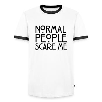 Normal People Scare Me - Männer Kontrast-T-Shirt - Weiß/Schwarz - Vorne - AI Model Female 172 light (172cm) & AI Model Male 178 dark (178cm)