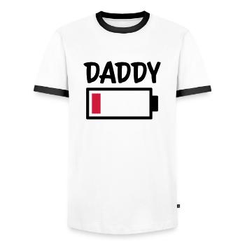 Daddy - Battery low - Männer Kontrast-T-Shirt - Weiß/Schwarz - Vorne - AI Model Female 172 light (172cm) & AI Model Male 178 dark (178cm)