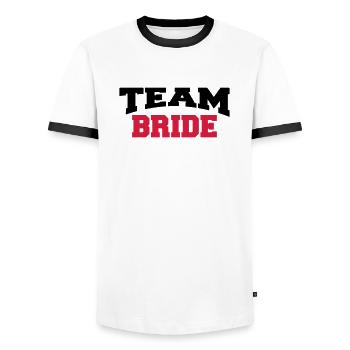 Team Bride - T-shirt contrasté Homme - blanc/noir - Devant - AI Model Female 172 light (172cm) & AI Model Male 178 dark (178cm)
