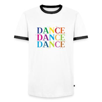 dance dance dance in rainbow - Men's Ringer Shirt - white/black - Front - AI Model Female 172 light (172cm) & AI Model Male 178 dark (178cm)
