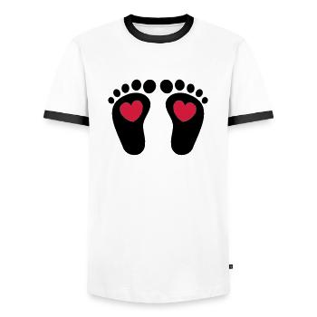 ❤ټCute Baby Footprints-Vector Footprintsټ❤ - Men's Ringer Shirt - white/black - Front - AI Model Female 172 light (172cm) & AI Model Male 178 dark (178cm)