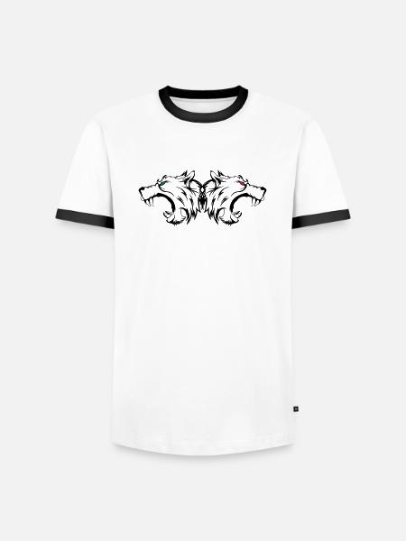 wolf_wildlife_002 - Männer Kontrast-T-Shirt - Weiß/Schwarz