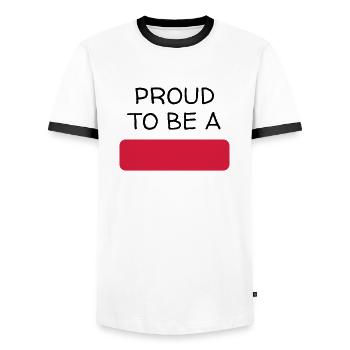 Customize it ! / Anpassen / Personnaliser - Men's Ringer Shirt - white/black - Front - AI Model Female 172 light (172cm) & AI Model Male 178 dark (178cm)