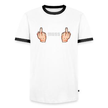 N Scheiss muss ich - Männer Kontrast-T-Shirt - Weiß/Schwarz - Vorne - AI Model Female 172 light (172cm) & AI Model Male 178 dark (178cm)