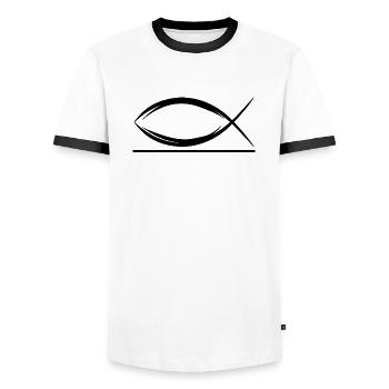 Jesus Christ God Faith - Männer Kontrast-T-Shirt - Weiß/Schwarz - Vorne - AI Model Female 172 light (172cm) & AI Model Male 178 dark (178cm)