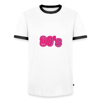 Enfant des années 80 né dans les années 80 à plus de 30 ans - T-shirt contrasté Homme - blanc/noir - Devant - AI Model Female 172 light (172cm) & AI Model Male 178 dark (178cm)
