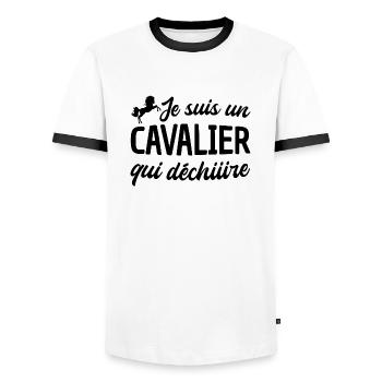 Je suis un cavalier qui déchire / humour homme - T-shirt contrasté Homme - blanc/noir - Devant - AI Model Female 172 light (172cm) & AI Model Male 178 dark (178cm)