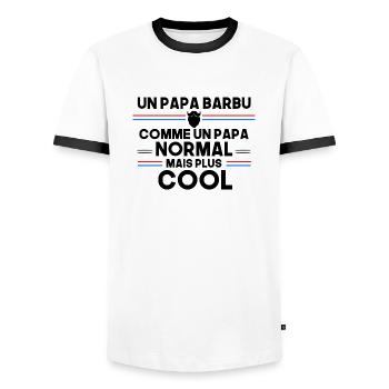 un papa barbu - T-shirt contrasté Homme - blanc/noir - Devant - AI Model Female 172 light (172cm) & AI Model Male 178 dark (178cm)