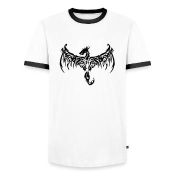 Dragon Tribal - T-shirt contrasté Homme - blanc/noir - Devant - AI Model Female 172 light (172cm) & AI Model Male 178 dark (178cm)