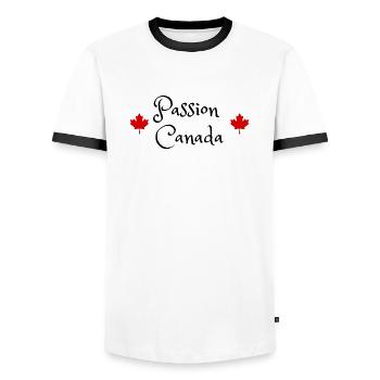passion canada montreal voyage vacances quebec - T-shirt contrasté Homme - blanc/noir - Devant - AI Model Female 172 light (172cm) & AI Model Male 178 dark (178cm)
