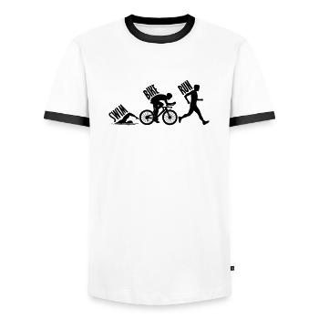 Swim Bike Run - T-shirt contrasté Homme - blanc/noir - Devant - AI Model Female 172 light (172cm) & AI Model Male 178 dark (178cm)