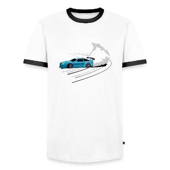 Car drifting - Men's Ringer Shirt - white/black - Front - AI Model Female 172 light (172cm) & AI Model Male 178 dark (178cm)