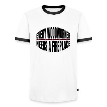 the carpenters funshirt lumber funny carpenter - Men's Ringer Shirt - white/black - Front - AI Model Female 172 light (172cm) & AI Model Male 178 dark (178cm)