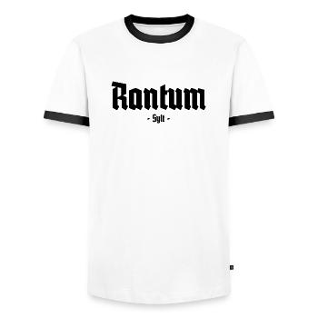 Rantum - Sylt - Nordsee - Insel - Urlaub - Strand - Männer Kontrast-T-Shirt - Weiß/Schwarz - Vorne - AI Model Female 172 light (172cm) & AI Model Male 178 dark (178cm)