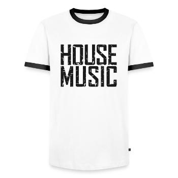 House Music Logo - Männer Kontrast-T-Shirt - Weiß/Schwarz - Vorne - AI Model Female 172 light (172cm) & AI Model Male 178 dark (178cm)