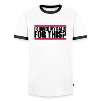 Je me suis rasé les couilles - T-shirt contrasté Homme - blanc/noir - Devant - AI Model Female 172 light (172cm) & AI Model Male 178 dark (178cm)