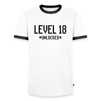 18. Geburtstag Level 18 Gaming 18 Jahre Gamer - Männer Kontrast-T-Shirt - Weiß/Schwarz - Vorne - AI Model Female 172 light (172cm) & AI Model Male 178 dark (178cm)