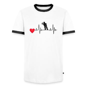 Dart Player Gift Darts Saying Darts Sport - Men's Ringer Shirt - white/black - Front - AI Model Female 172 light (172cm) & AI Model Male 178 dark (178cm)