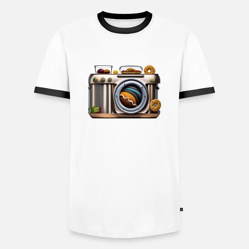 Camera - Men's Ringer Shirt - white/black