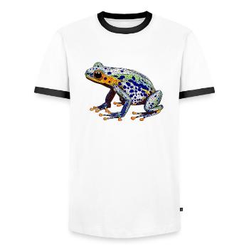 Pfeilgiftfrosch mit schöner Warnfarbe als Lurch - Männer Kontrast-T-Shirt - Weiß/Schwarz - Vorne - AI Model Female 172 light (172cm) & AI Model Male 178 dark (178cm)