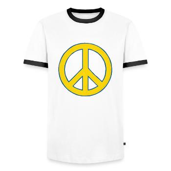 Ukraine, ukrainische Flagge, ukrainische Flagge - Männer Kontrast-T-Shirt - Weiß/Schwarz - Vorne - AI Model Female 172 light (172cm) & AI Model Male 178 dark (178cm)