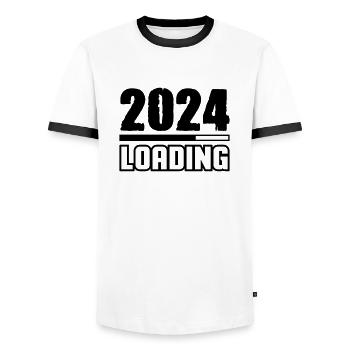 Loading 2024 - Men's Ringer Shirt - white/black - Front - AI Model Female 172 light (172cm) & AI Model Male 178 dark (178cm)
