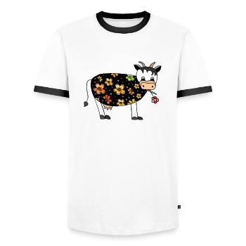 Cow - Men's Ringer Shirt - white/black - Front - AI Model Female 172 light (172cm) & AI Model Male 178 dark (178cm)