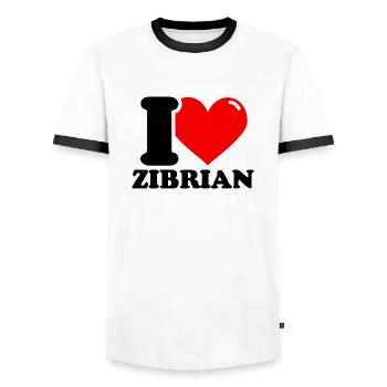 J’adore le prénom zibrian - T-shirt contrasté Homme - blanc/noir - Devant - AI Model Female 172 light (172cm) & AI Model Male 178 dark (178cm)