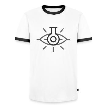 Auge Logo - Männer Kontrast-T-Shirt - Weiß/Schwarz - Vorne - AI Model Female 172 light (172cm) & AI Model Male 178 dark (178cm)