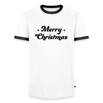 Merry Christmas asterisk black - Men's Ringer Shirt - white/black - Front - AI Model Female 172 light (172cm) & AI Model Male 178 dark (178cm)
